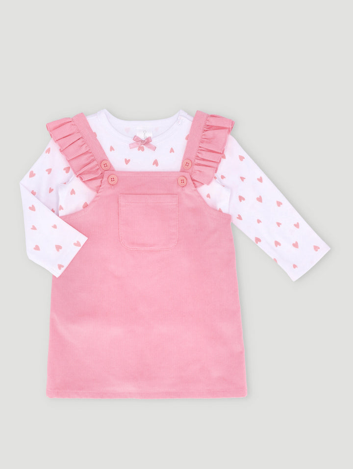 Baby Girls Pinni Corduroy Dress  - Pink