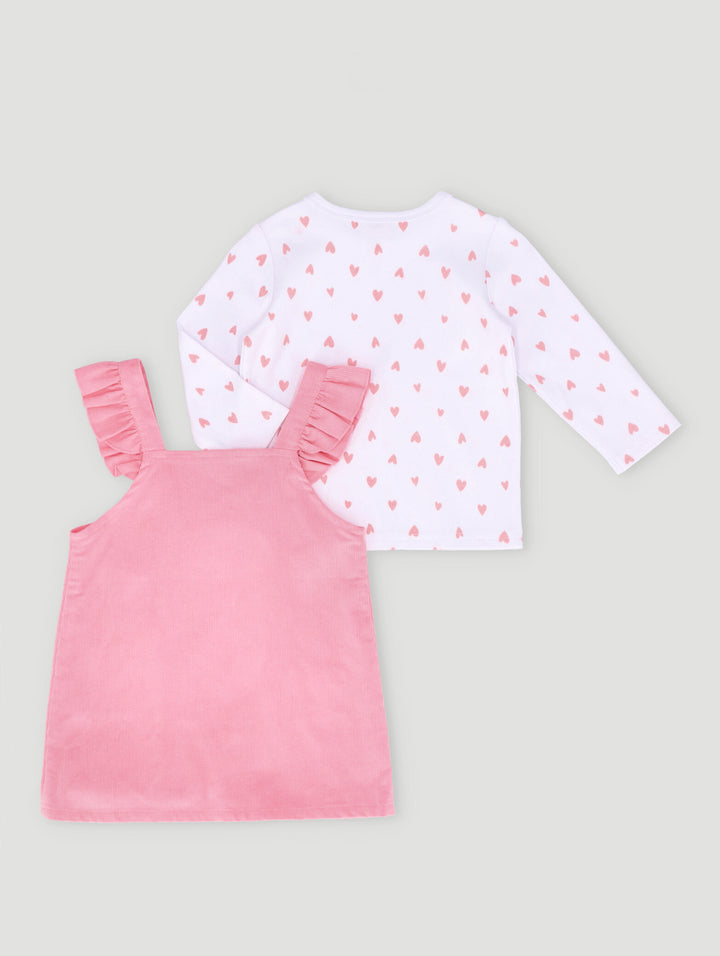 Baby Girls Pinni Corduroy Dress  - Pink