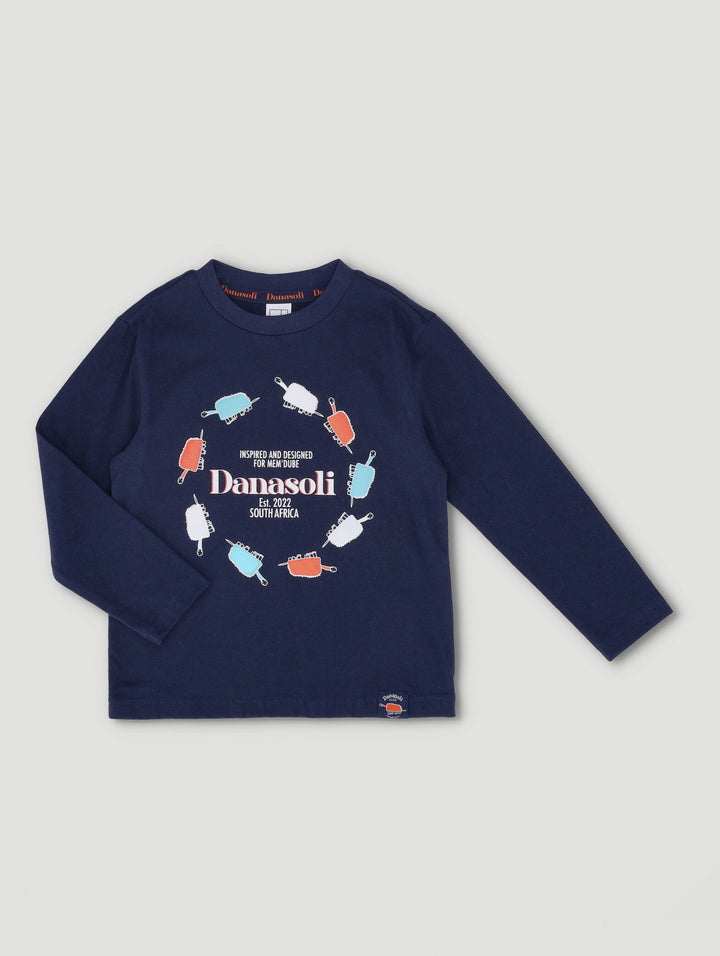 Pre-Boys Long Sleeve Danasoli Oversized Crew Top - Navy