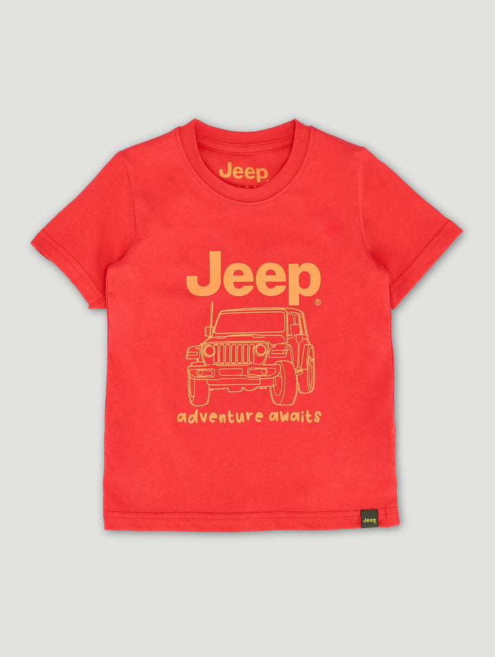 Pre-Boys Car Print Tee - Red