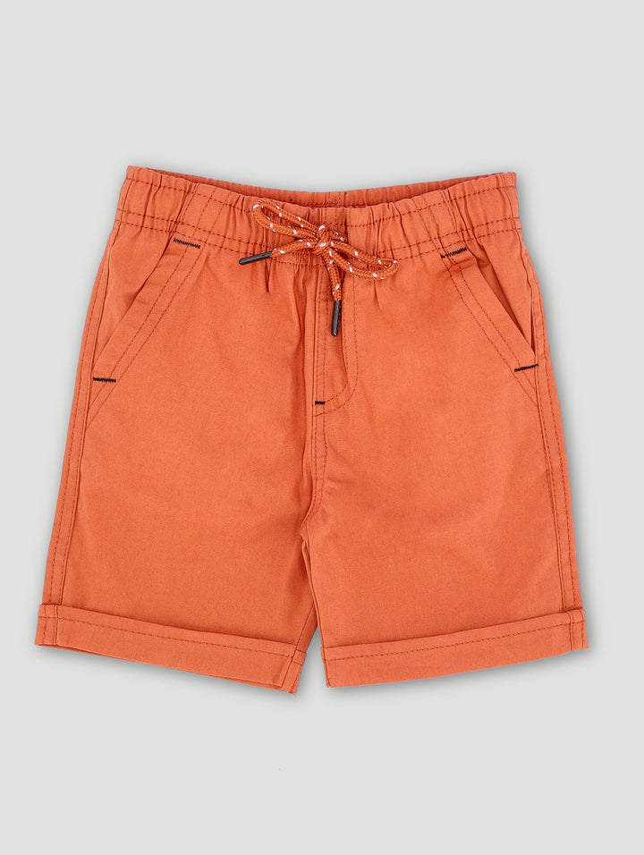 Pre-Boys Mock Turnup Shorts - Rust