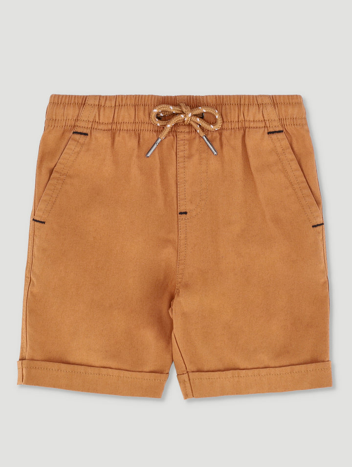 Pre-Boys Mock Turnup Short - Brown