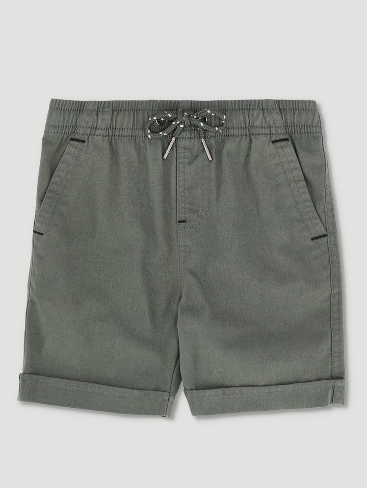 Pre-Boys Turnup Mock Shorts  - Olive