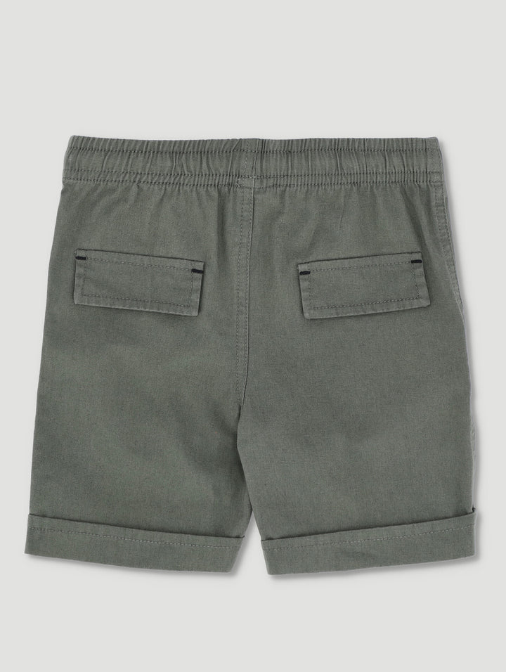 Pre-Boys Turnup Mock Shorts  - Olive