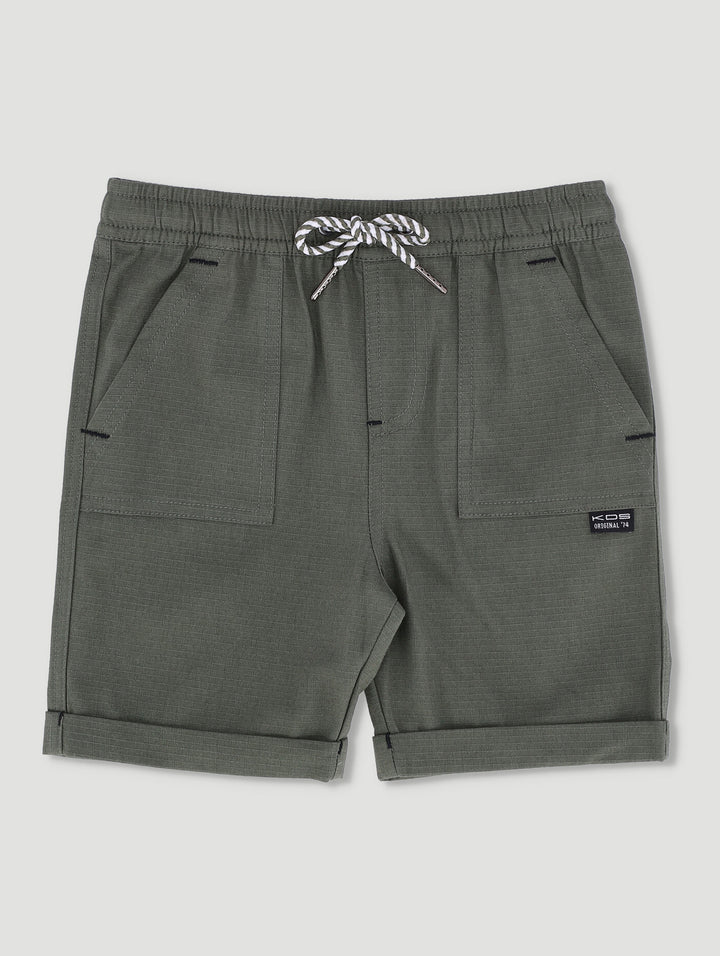 Pre-Boys Ripstop Turnup Shorts - Olive