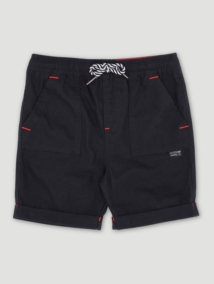 Pre-Boys Ripstop Turnup Shorts - Black