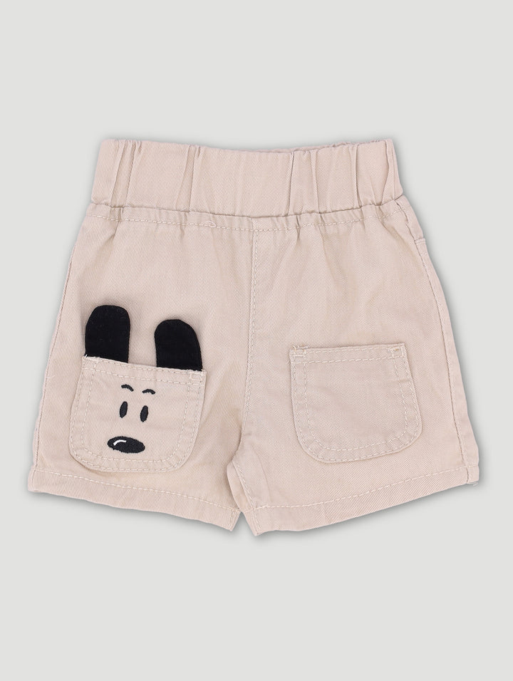 Puppy Embossed Pocket Twill Shorts - Stone