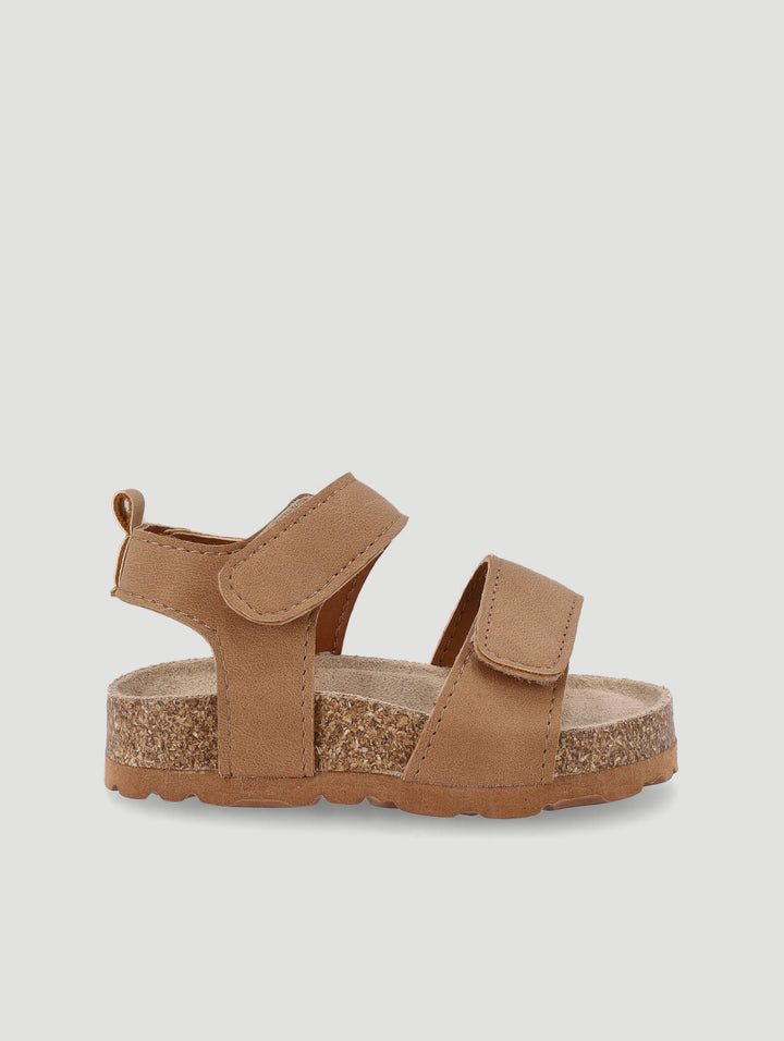 Boys Two Strap Tan Velcro Sandal - Tan