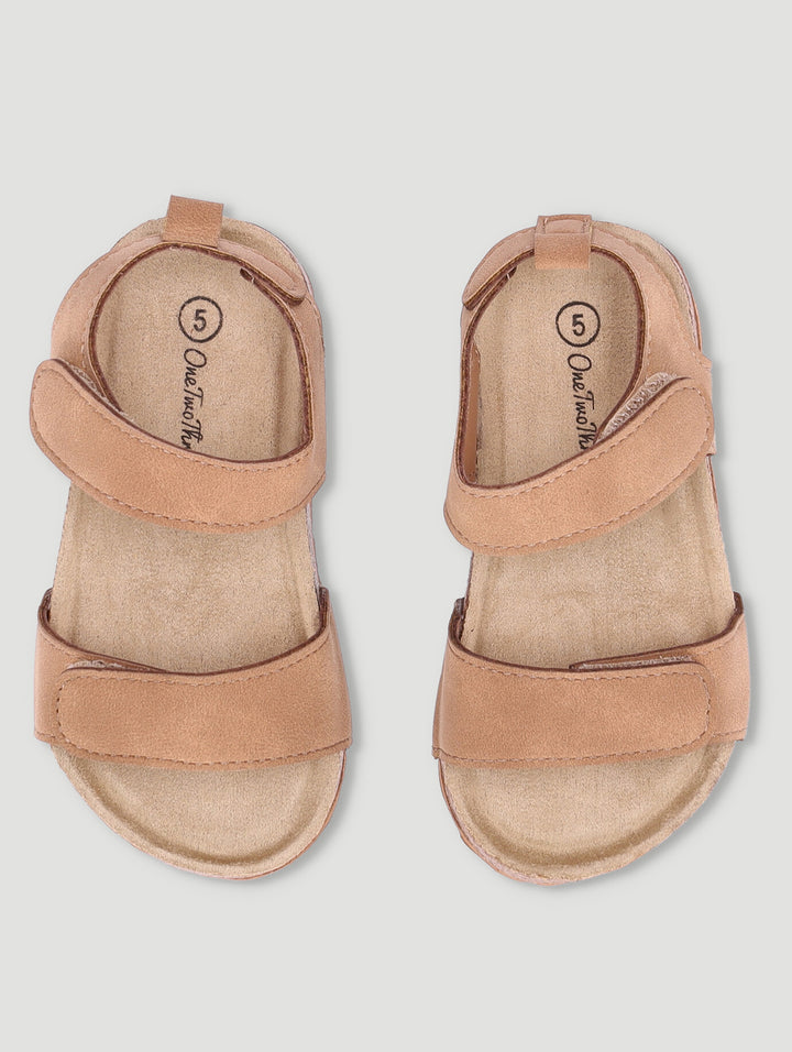 Boys Two Strap Tan Velcro Sandal - Tan