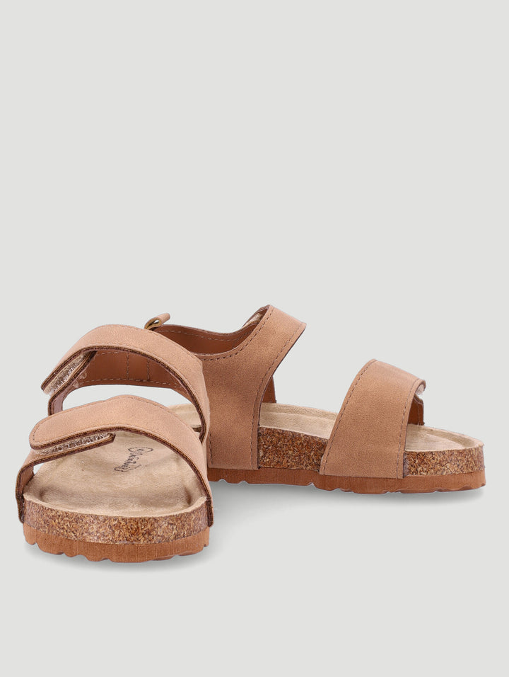 Boys Two Strap Tan Velcro Sandal - Tan