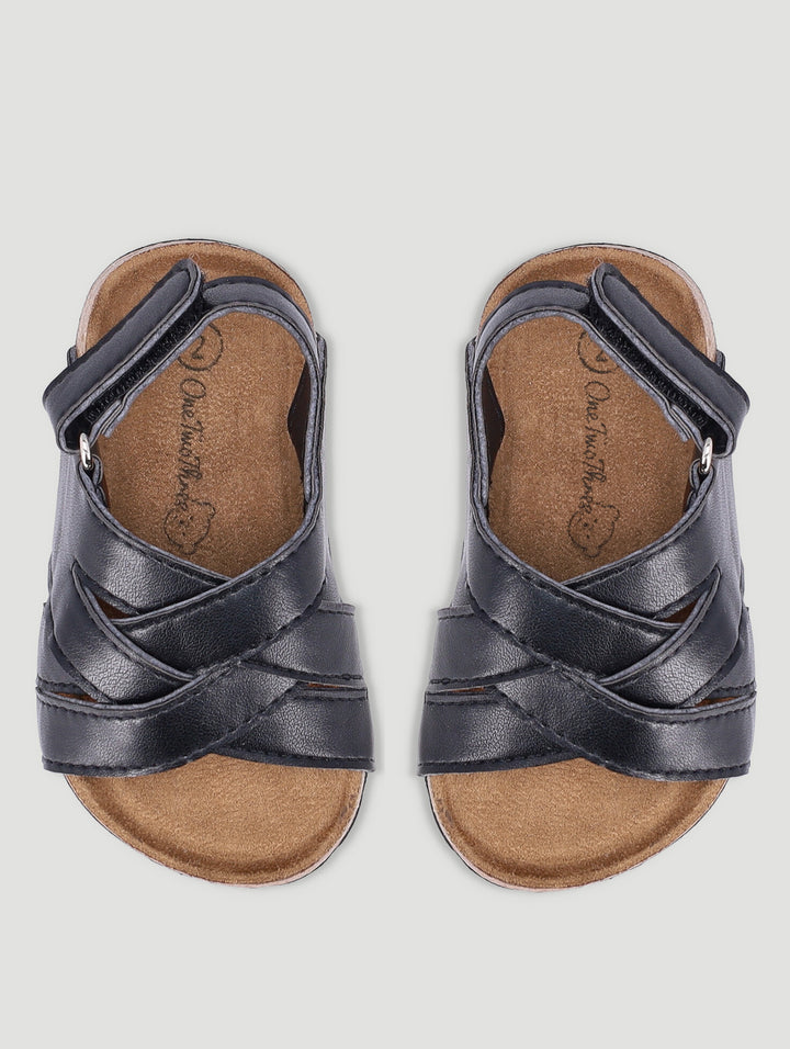 Baby Boys Matte Crossover Sandal - Black