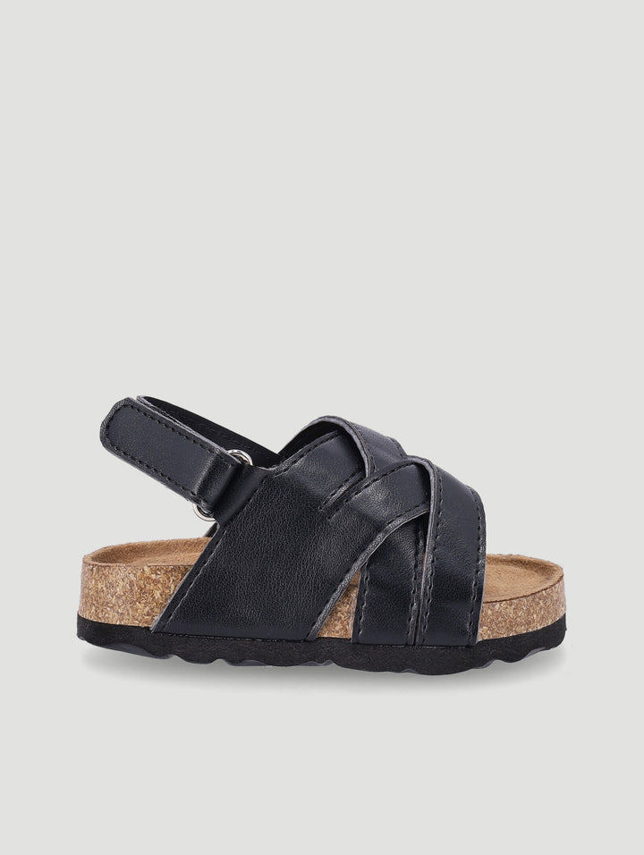 Baby Boys Matte Crossover Sandal - Black