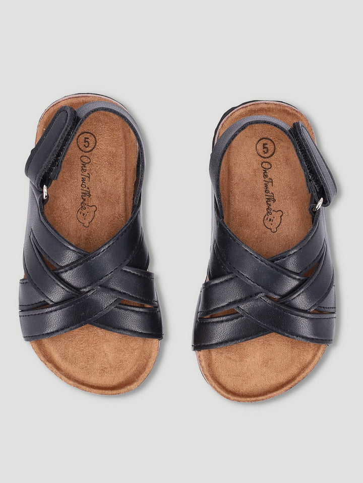 Baby Boys Matte Crossover Sandal - Black