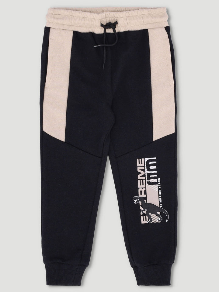 Pre-Boys Colorblock Print Jogger - Black/Tan