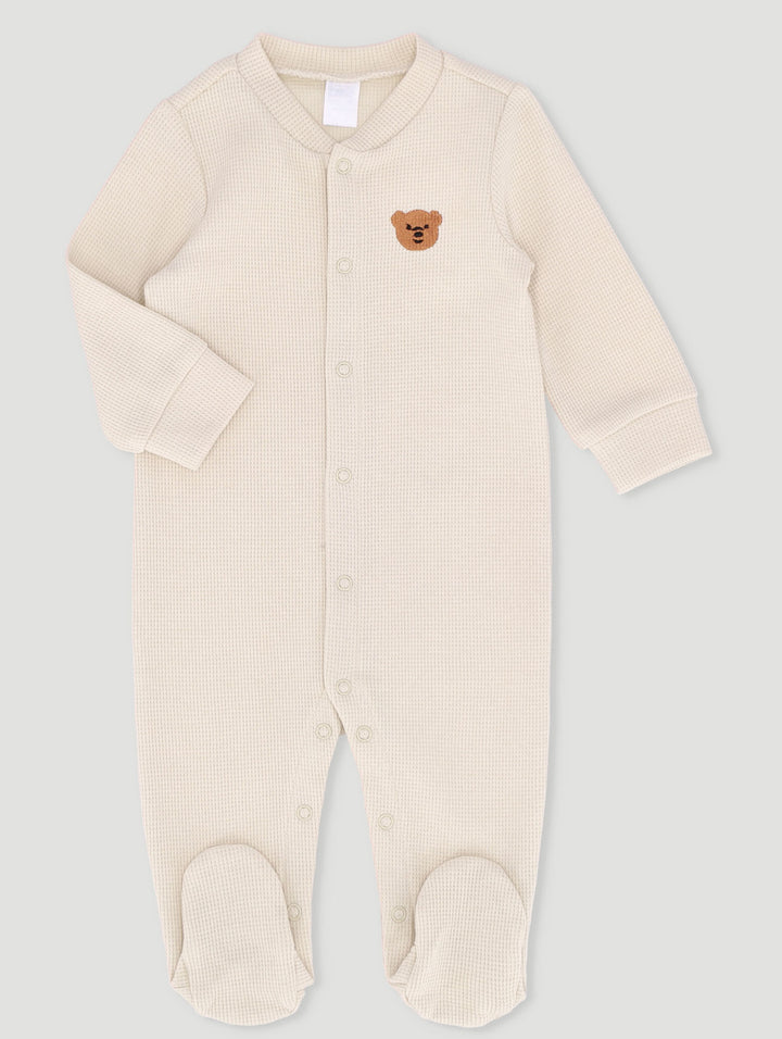 Baby Boys Waffle Sleepsuit - Cream