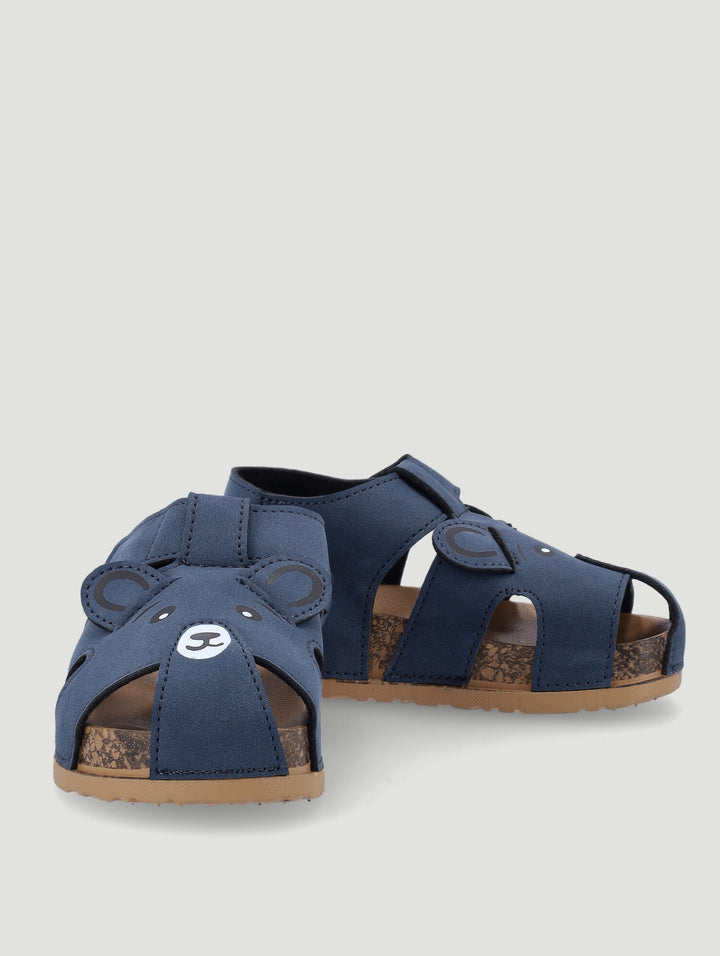 Baby Boys Closed Toe Bear 3D Ear Sandal - Navy