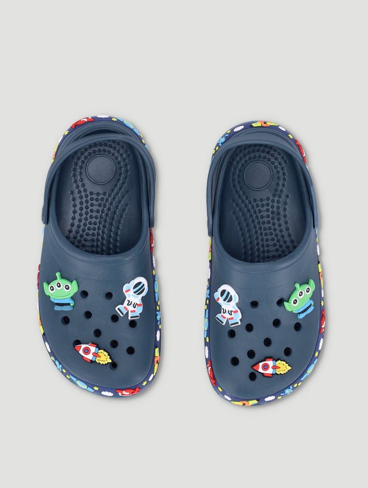 Pre-Boys Rubber Strip Space Alien Clog - Denim