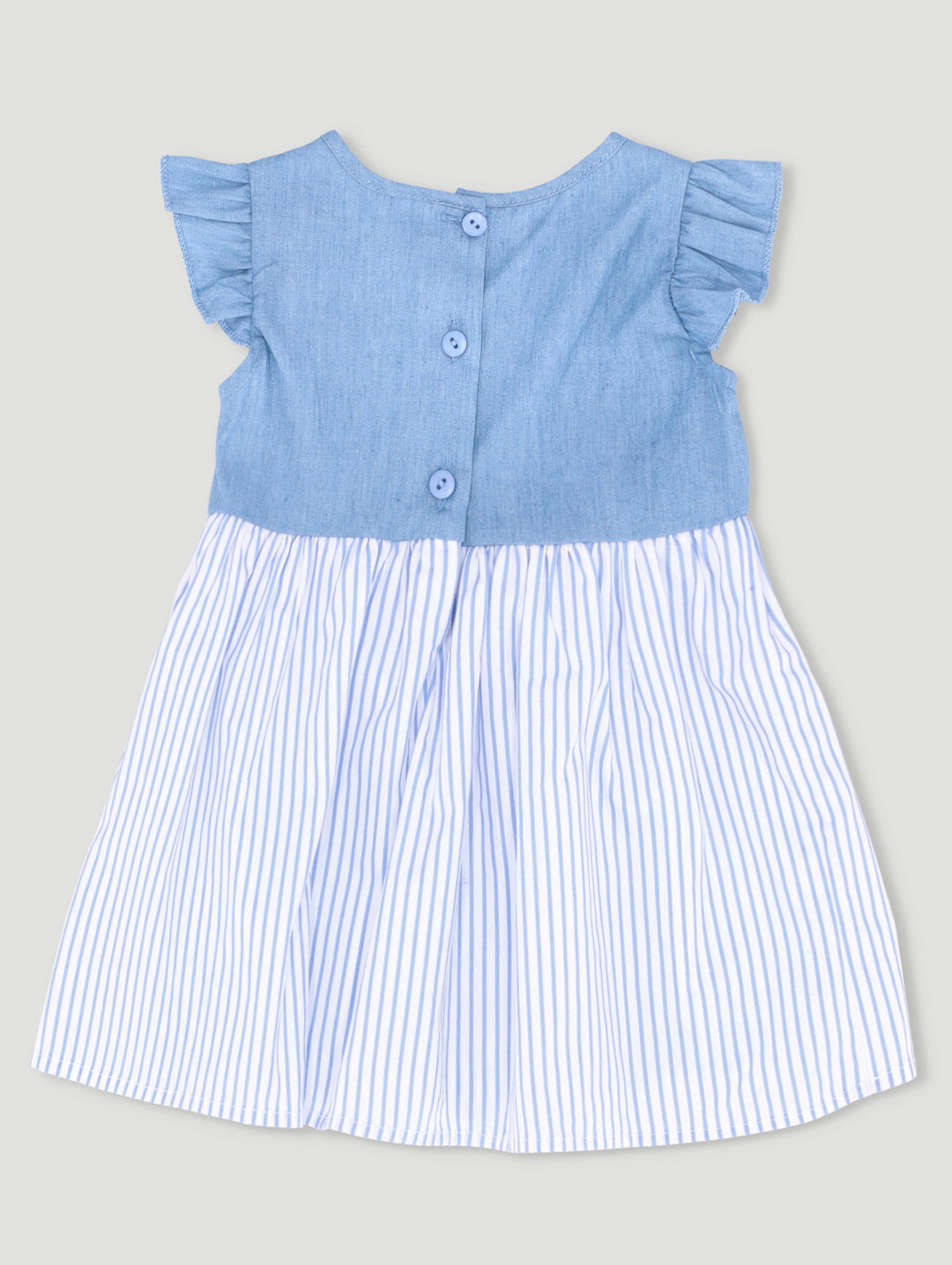 Denim Stripes Combo Dress - Blue