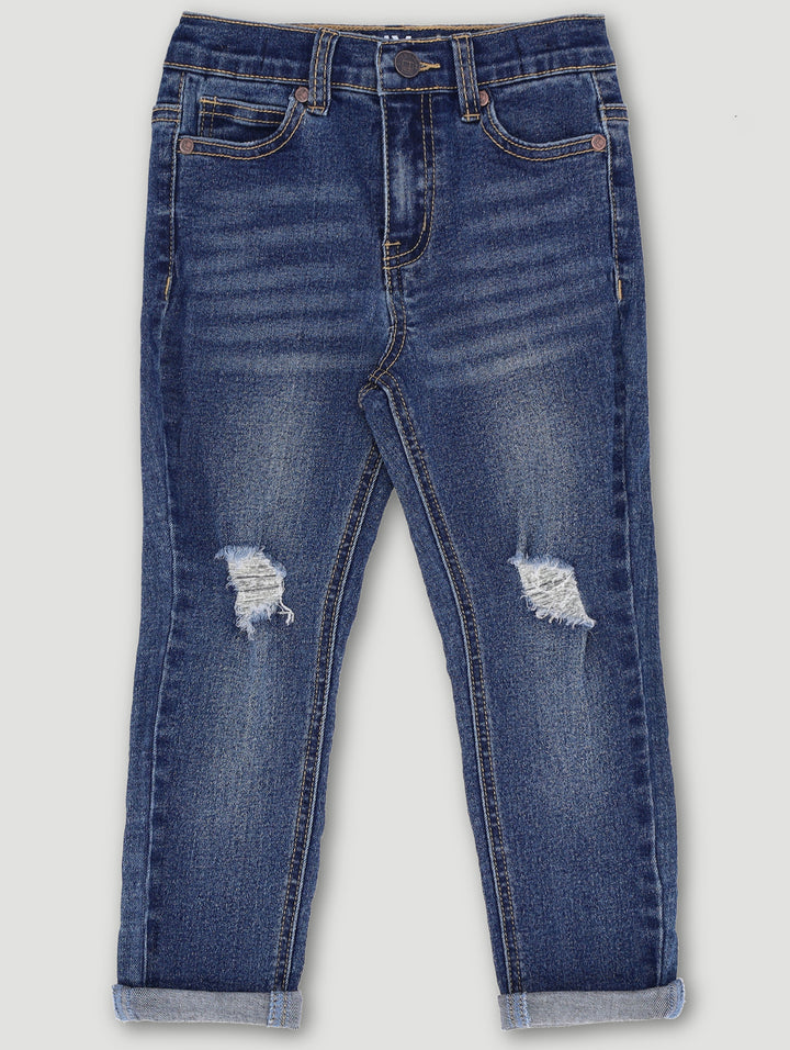 Pre-Boys Rip & Repair Denim Jean - Dark Blue