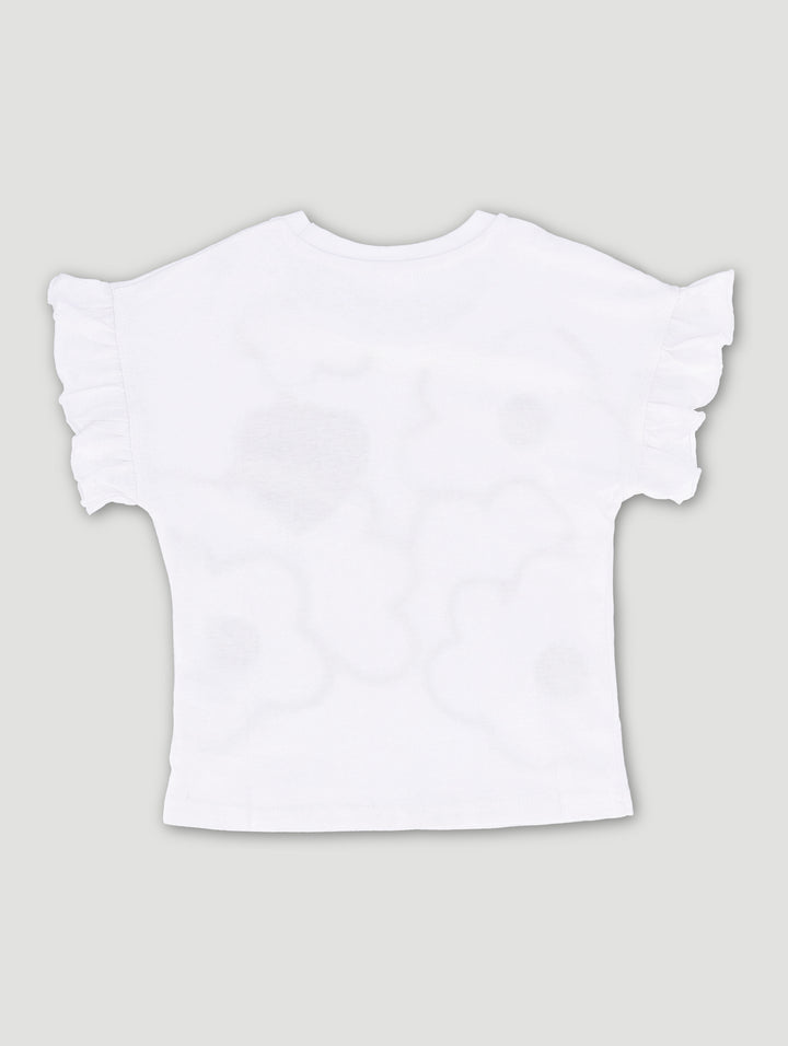 Pre-Girls 1 Up Floral Sequin Tee - White