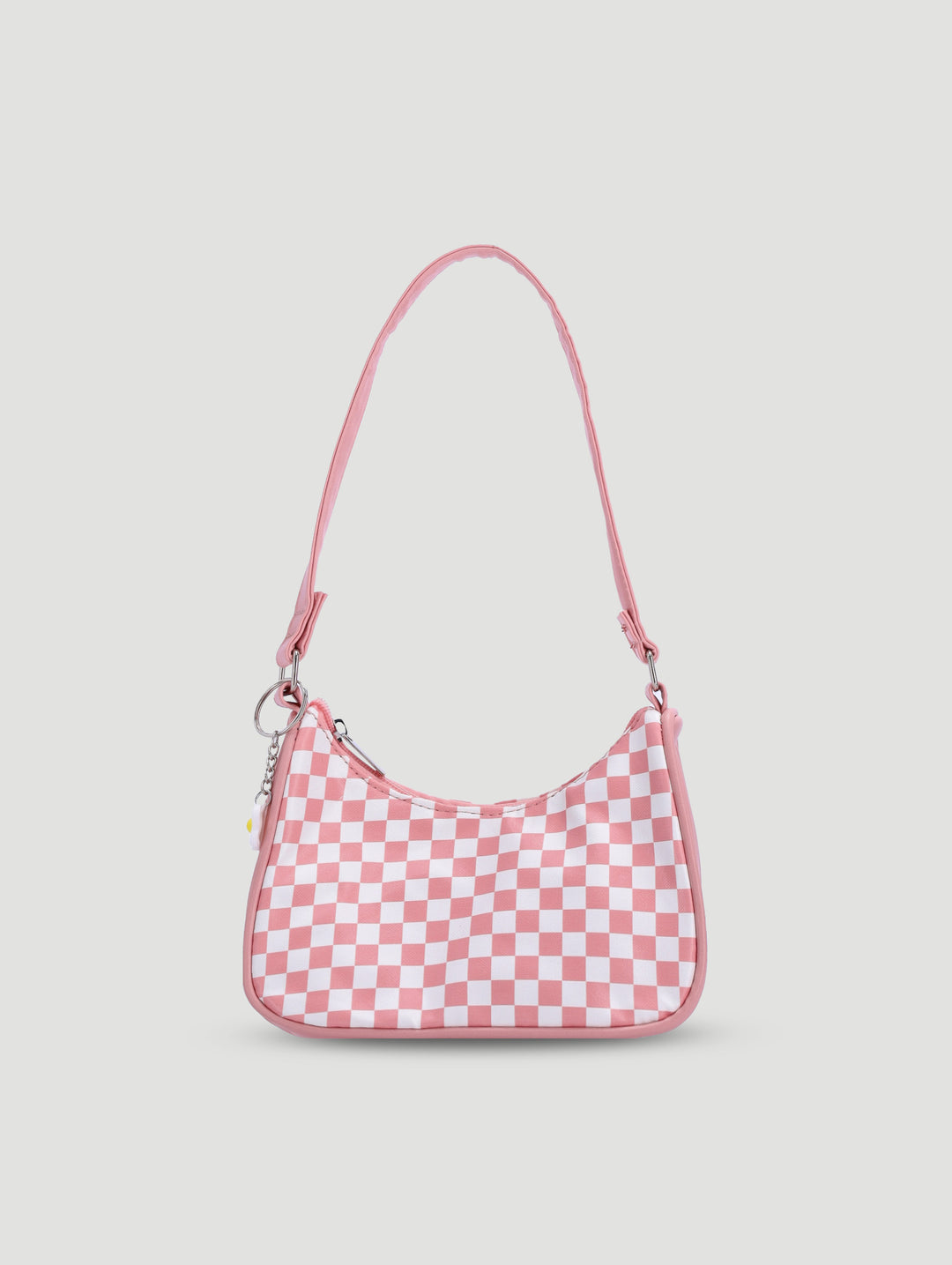 Pre-Girls Check Flower Pu Shoulder Bag - Pink