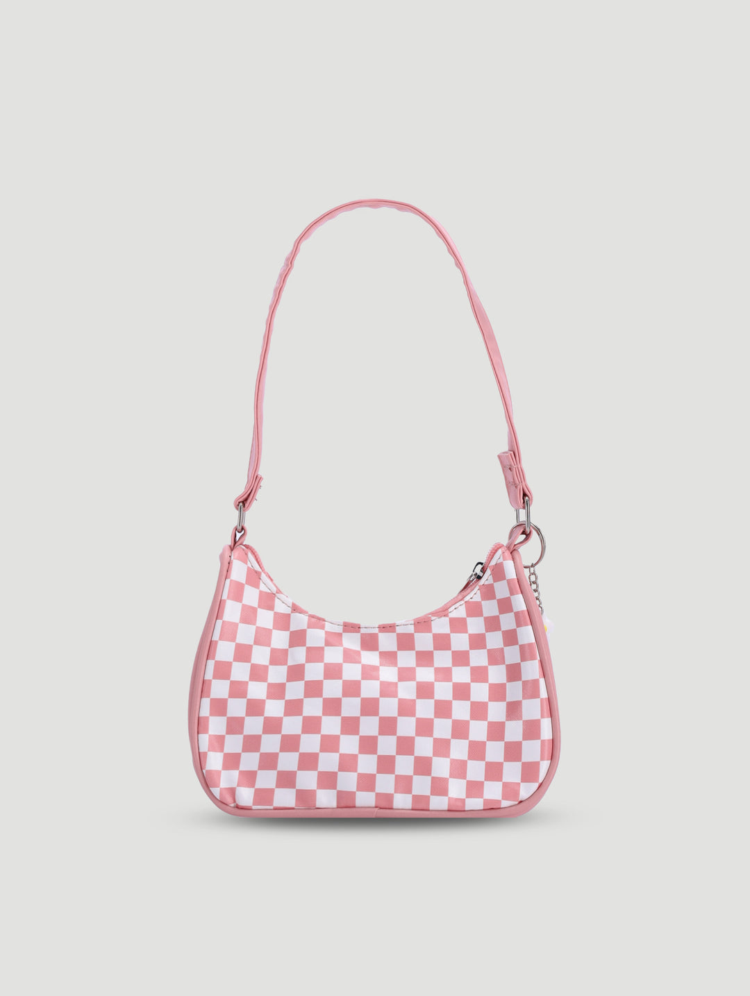 Pre-Girls Check Flower Pu Shoulder Bag - Pink