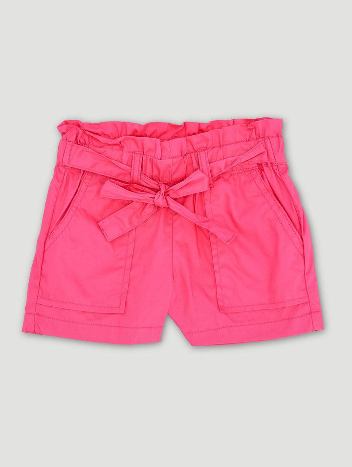 Pre-Girls Paperbag Poplin Shorts - Cerise