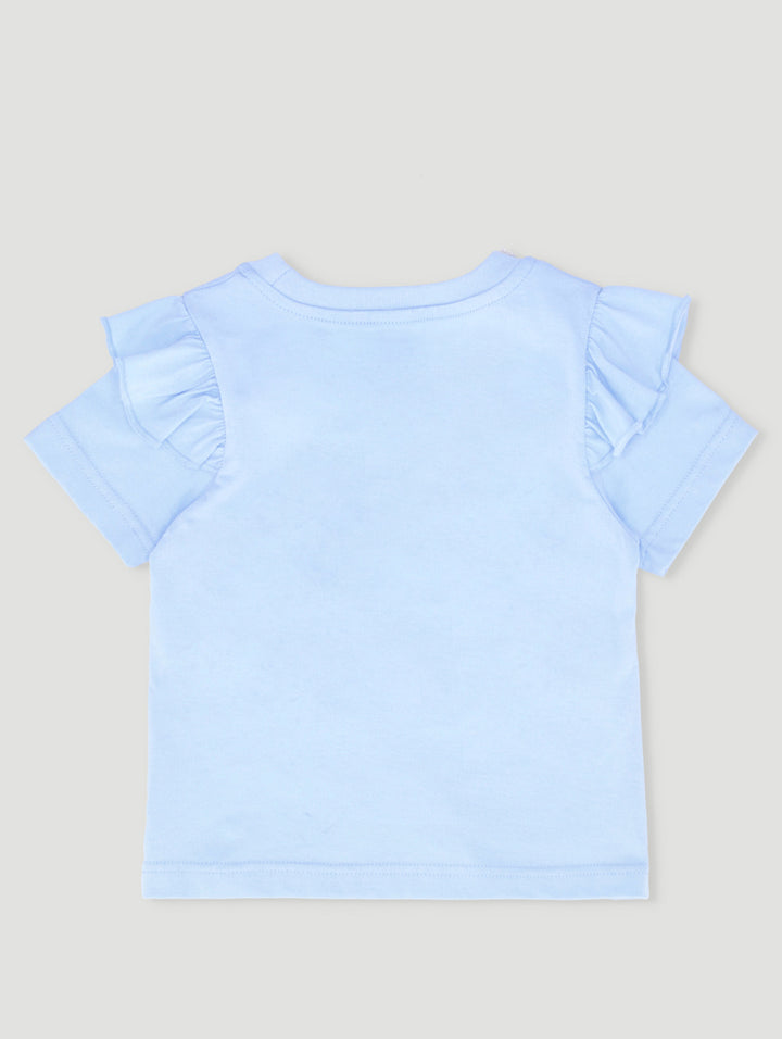 Pre-Girls Shoulder Frill Tee - Blue