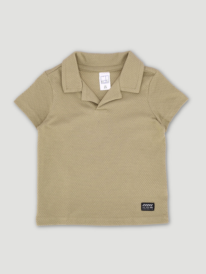 Pre-Boys Textured Johnny Shirt - Stone