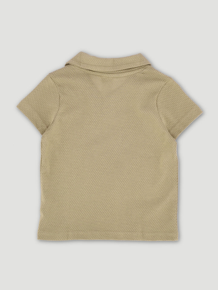 Pre-Boys Textured Johnny Shirt - Stone