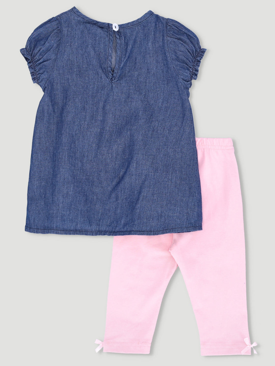 Baby Girls Butterfly Denim Tunic Set - Pink