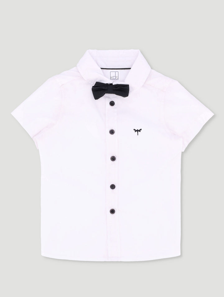 Pre-Boys Bow Tie Shirt - White