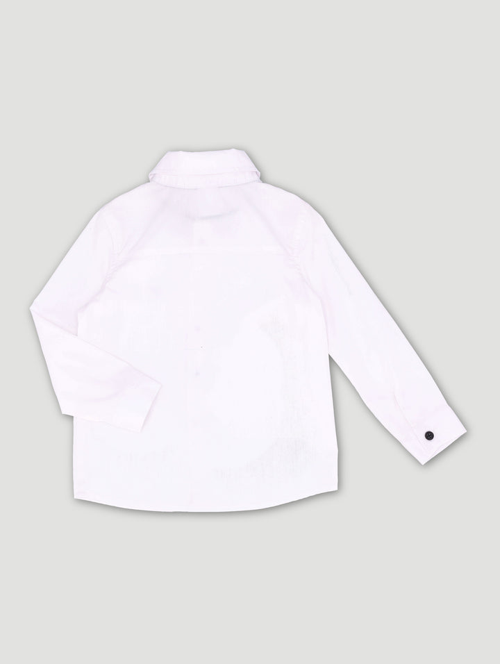 Pre-Boys Long Sleeve Bow Tie Shirt - White