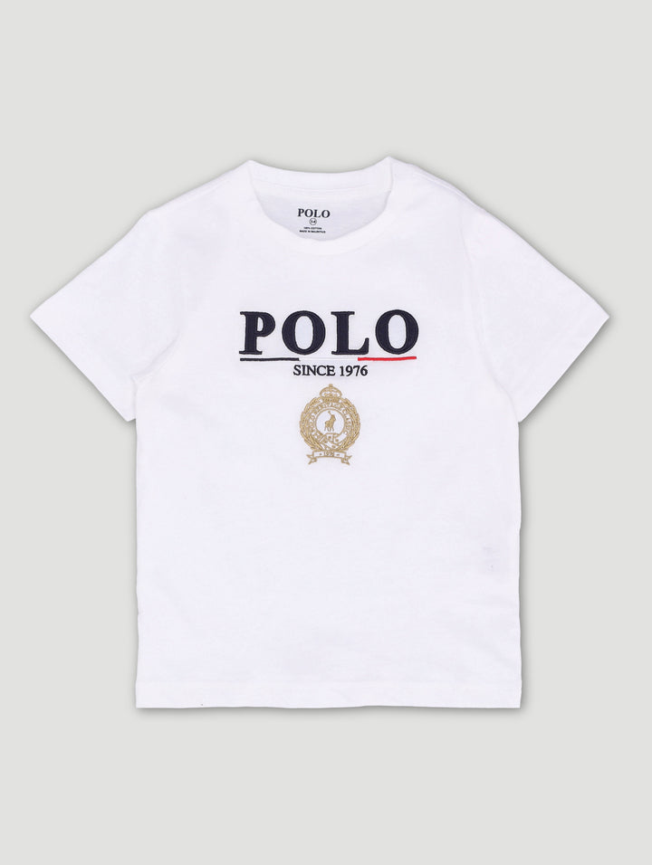 Pre-Boys Logan Crest Tee - White