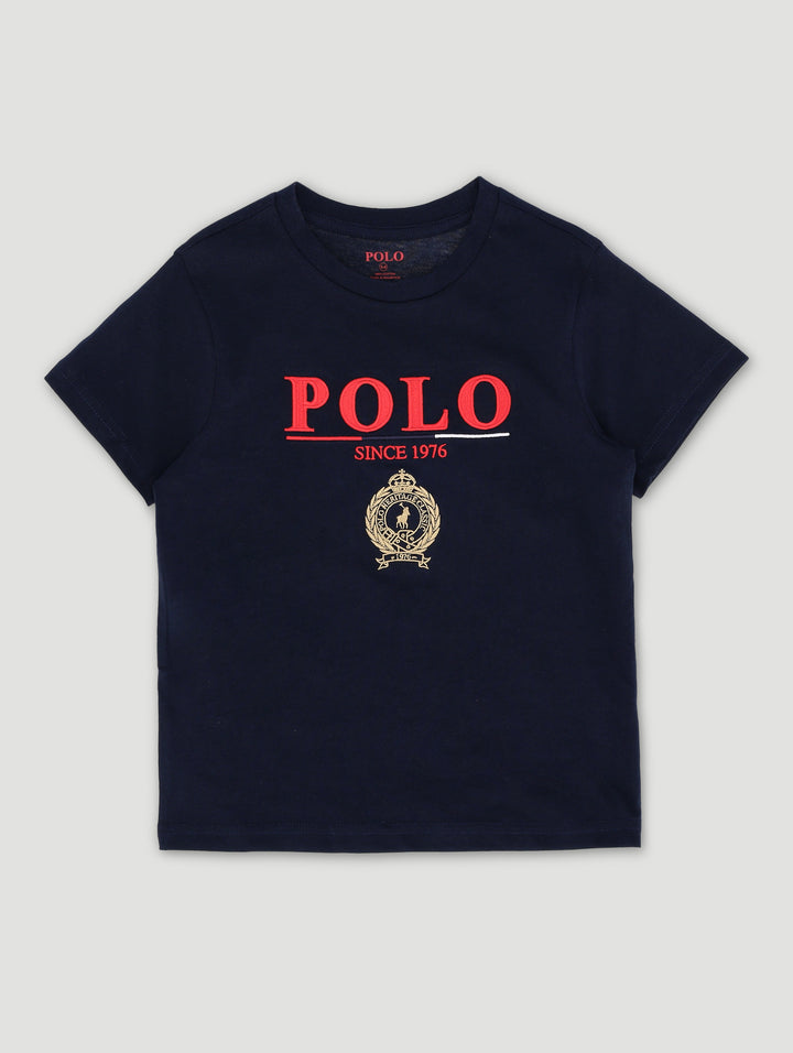 Pre-Boys Logan Crested Tee - Navy