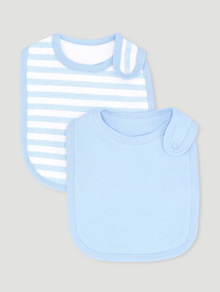 Baby Boys 2 Pack Stripe Bibs - Light Blue