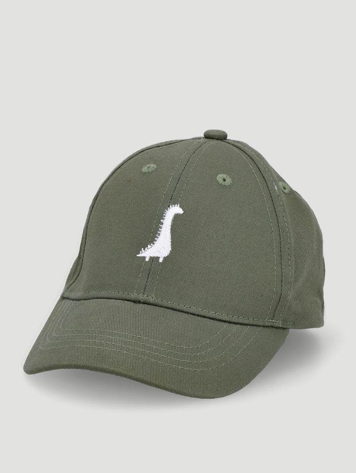 Baby Boys Dino Embroidered Peak Hat - Olive