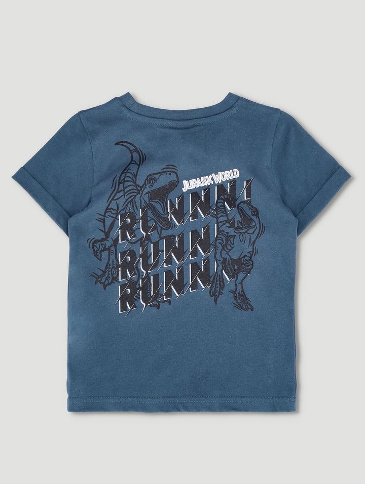 Pre-Boys Jurassic Stargazer Print Tee - Dark Teal