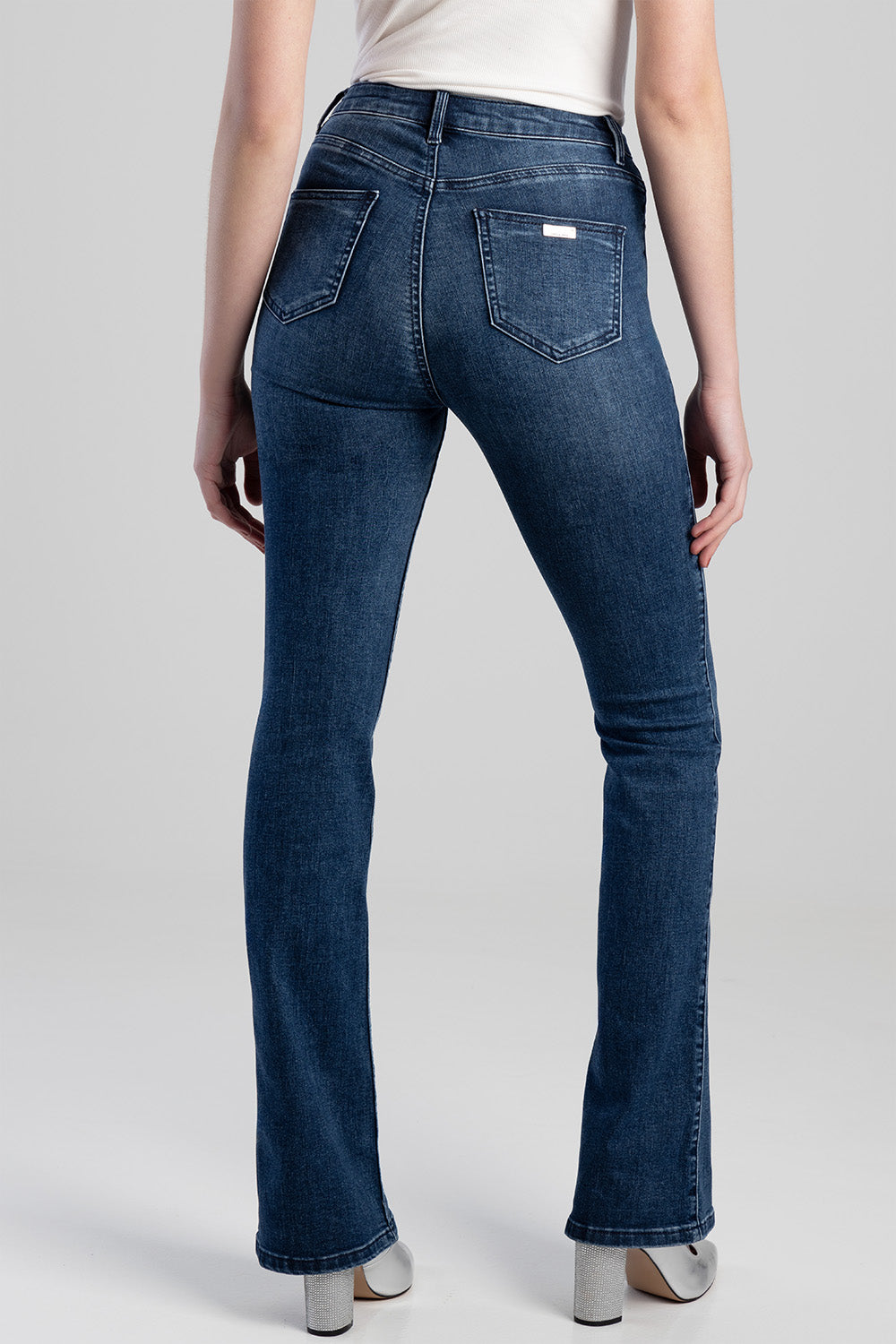 High Waist Bootleg Jeans - Mid Blue