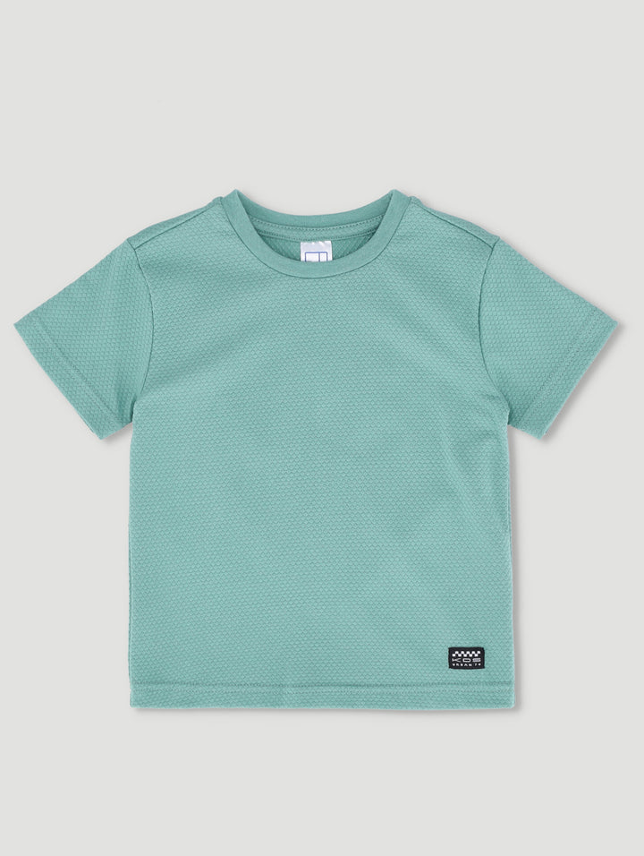 Pre-Boys Textured Crew Neck Tee - Green