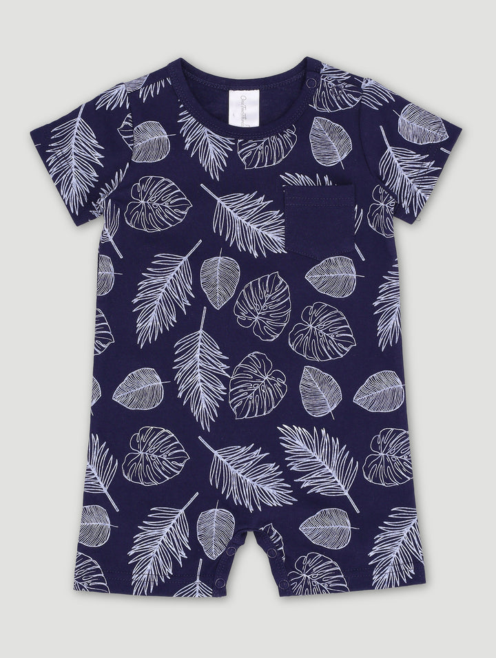 Baby Boys Leafy Romper - Navy