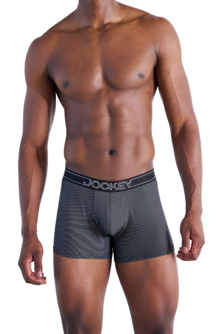 Single Ripple Effect Stripe Nylon Stretch Pouch Trunk - Black