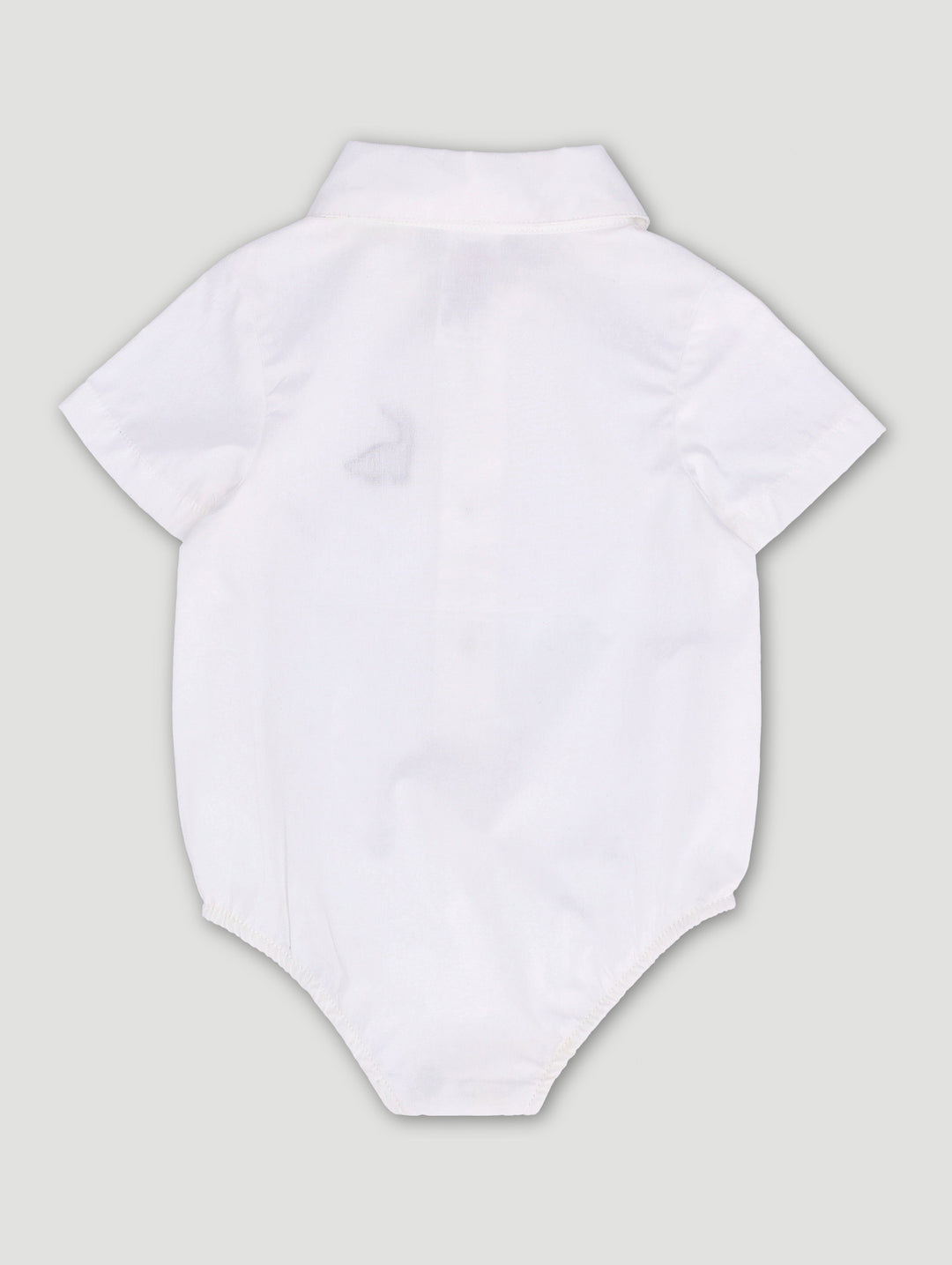 Baby Boys Cotton Poplin Embroidered Romper - White