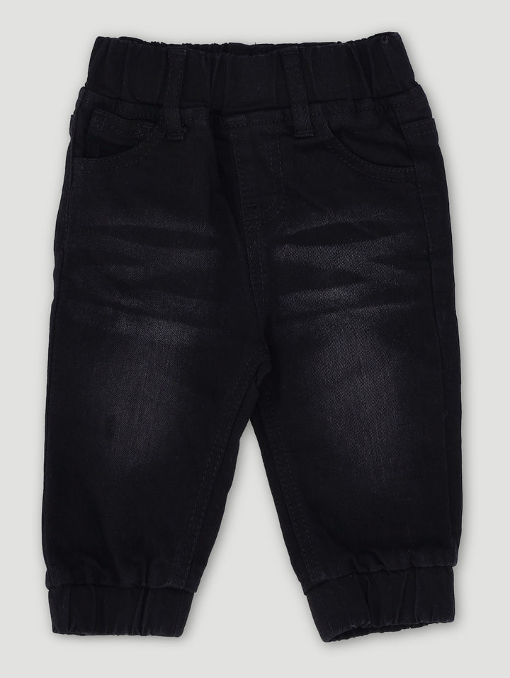 Baby Boys Acid Wash Cuffed Denim - Black