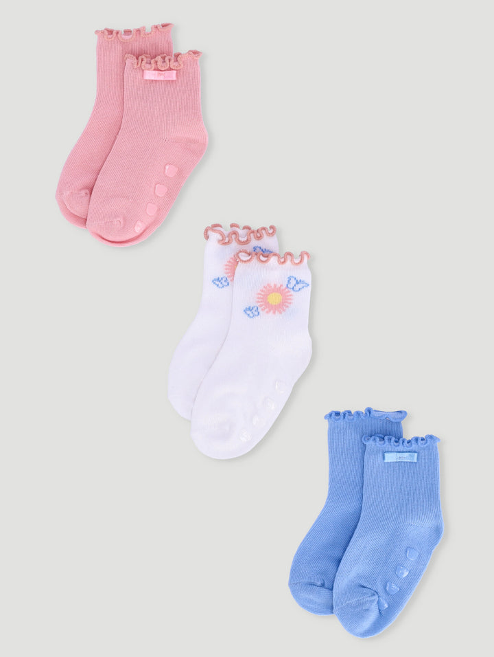 Baby Girls  Pack Sunflower Bow Socks - Pink