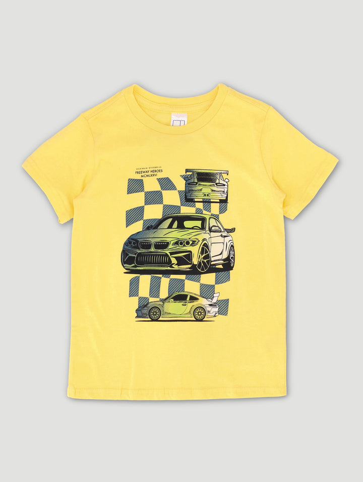 Pre-Boys Cool Cars Tee - Yellow