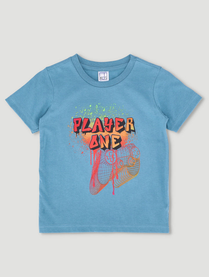 Pre-Boys Gamer Tee - Adriactic Blue/Mid Blue