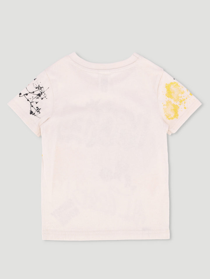 Pre-Boys Mickey Graffiti Tee - Light Stone