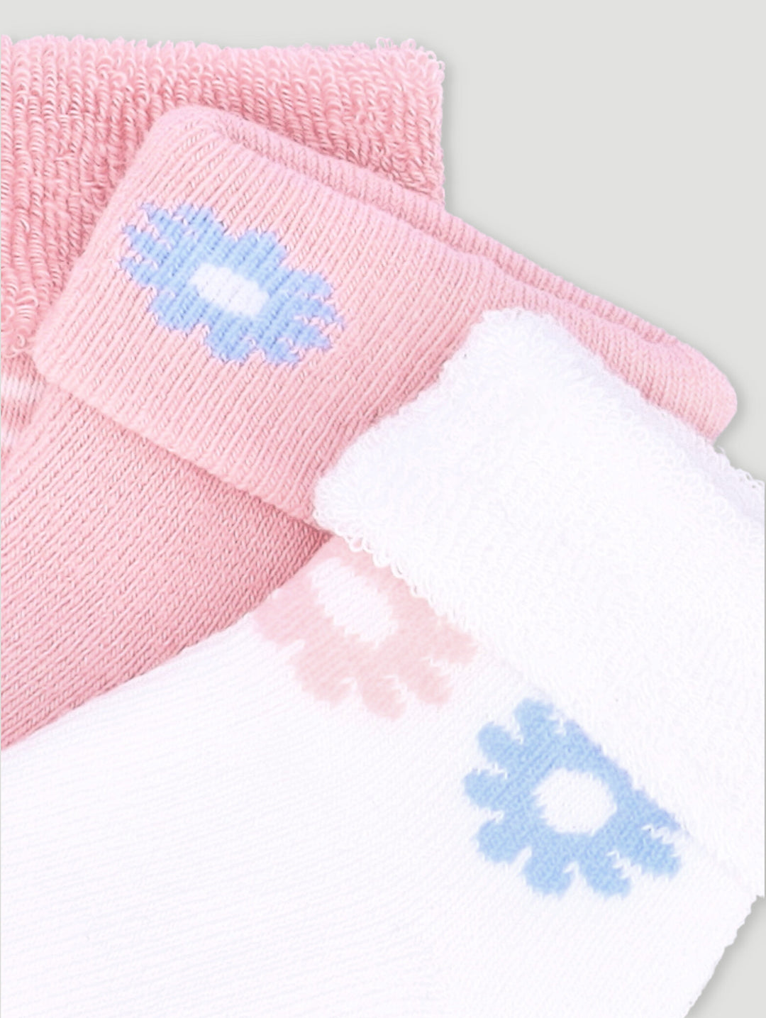 Baby Girls 3 Pack Daisy Towelling Socks - Pink