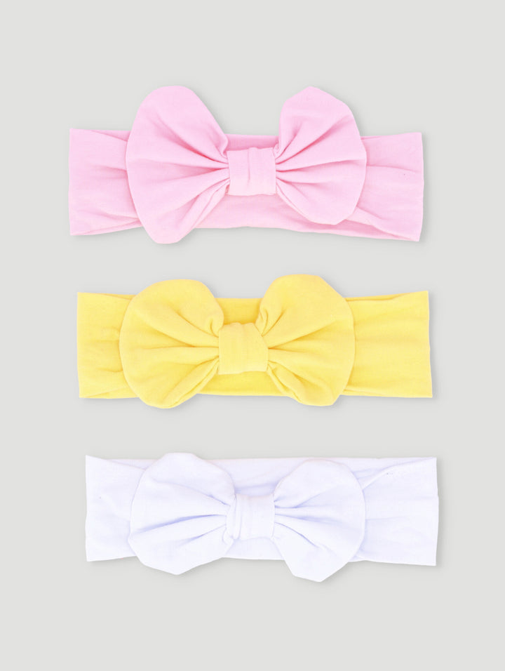 Baby Girls 3 Pack Plain Bow Headbands - Yellow